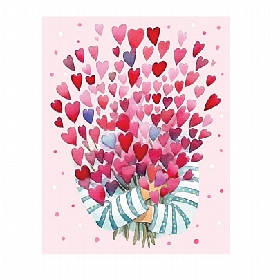 Ευχετήρια Κάρτα με Φάκελο - Μπουκέτο Αγάπης (Καρδιές/14x11.5) - FunCreations