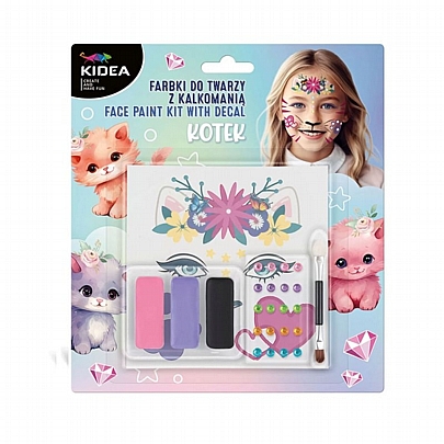 Face painting with Decal (3 Χρώματα) - Kitty - Kidea