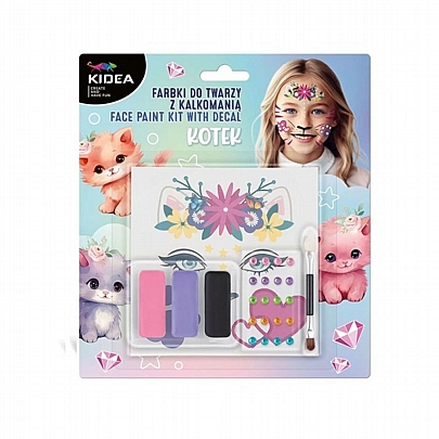 Σετ Ζωγραφικής Προσώπου με Τατουάζ & Στρας - Kitty - Kidea