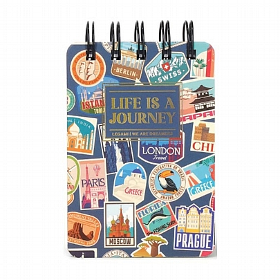 Σπιράλ Σημειωματάριο mini ριγέ - Travel Sticker (7x10) - Legami