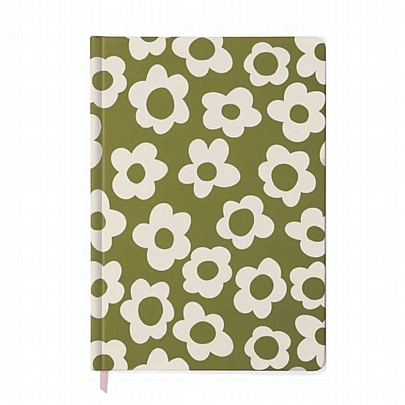 Σημειωματάριο Ριγέ με Σκληρό Εξώφυλλο - Green Groovy Floral (17x25) - Designworks Ink
