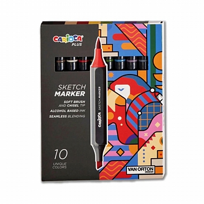 Sketch Marker: Σετ Μαρκαδόρων Οινοπνεύματος - Brush & Chisel (10 Χρωμάτων) - Carioca Plus