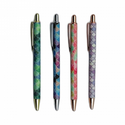 Στυλό με Στέλεχος Glitter & Κουμπί - Μπλε (0.7mm) - Tesoro