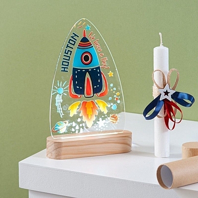 Πασχαλινή Λαμπάδα με Φωτιστικό Led Αρωματική Άσπρη (18εκ.) - Πύραυλος