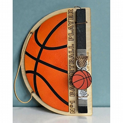 Πασχαλινή λαμπάδα Αρωματική Μαύρη (25εκ.) - Ξύλινο Κάδρο & Μπρελόκ: Μπάλα Μπάσκετ