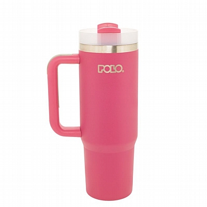 Κούπα Θερμός Inox με Καλαμάκι - Pastel Fuchsia (900ml) - Polo