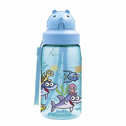 Παγούρι πλαστικό με καλαμάκι & πώμα - Sea Friends (450ml) - Laken Oby