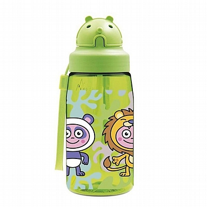 Παγούρι πλαστικό με καλαμάκι & πώμα - Animals (450ml) - Laken Oby