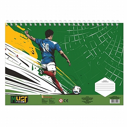Μπλοκ ζωγραφικής σπιράλ με Αυτοκόλλητα & Στένσιλ A4 - Football (40Φ.) - Must