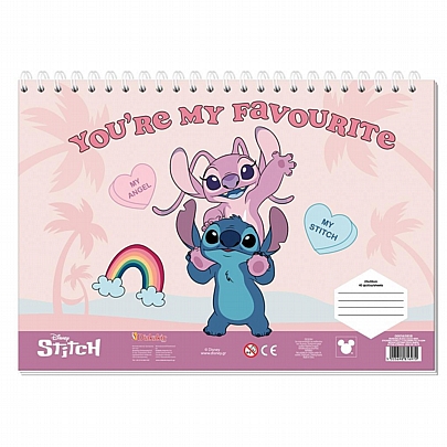 Μπλοκ ζωγραφικής σπιράλ με Αυτοκόλλητα & Στένσιλ A4 - You' re my favourite (40Φ.) -  Disney