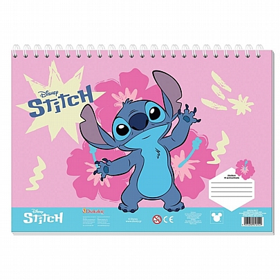 Μπλοκ ζωγραφικής σπιράλ με Αυτοκόλλητα & Στένσιλ A4 - Lilo & Stitch (40Φ.) -  Disney