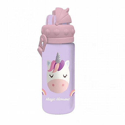 Παγούρι πλαστικό με καλαμάκι - Unicorn (430ml) - Must