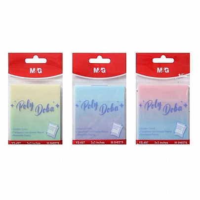 Αυτοκόλλητα Post it Διάφανα - Glitter Λάμψη Poly Doba (50χαρτάκια/7.6x7.6) - M&G