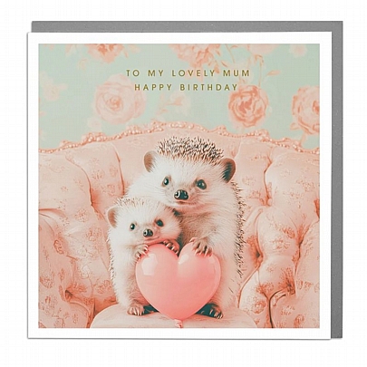 Ευχετήρια κάρτα με Φάκελο - To My Lovely Mum Happy Birthday (Hedgehogs/15x15) - Lola Desing