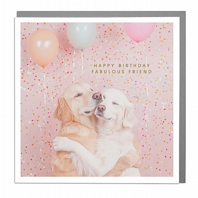 Ευχετήρια κάρτα με Φάκελο - Happy Birthday Fabulus Friend (Hunning Dogs/15x15) - Lola Desing