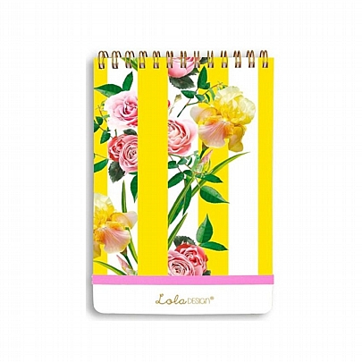 Σημειωματάριο Σπιράλ ριγέ με λάστιχο - Yellow Striper (11x17) - Lola Desing