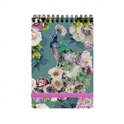 Σημειωματάριο Σπιράλ ριγέ με λάστιχο - Peacock (11x17) - Lola Desing