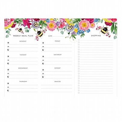 Εβδομαδιαίο Πλάνο Γευμάτων - Botanical  Bee (21x30) - Lola Desing 