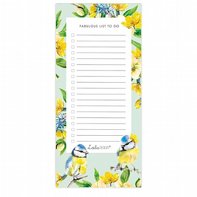 Μαγνητικό Σημειωματάριο Shopping List - Botanical Blue Tit (10x21) - Lola Desing