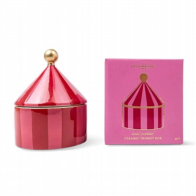 Κεραμικό Διακοσμητικό Κουτί Αποθήκευσης - Red Stripe - Desingworks Ink
