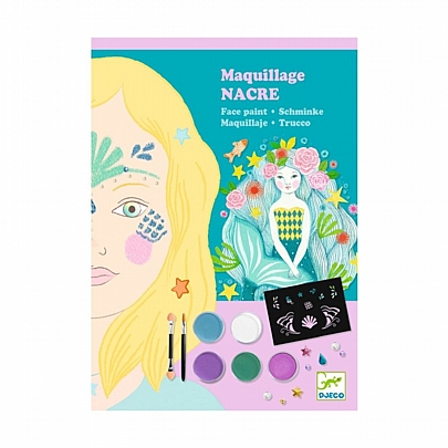 Σετ Μακιγιάζ με Στένσιλ & Αυτοκόλλητα Προσώπου - Γοργόνα - Djeco