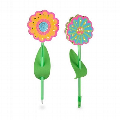 Στυλό & Αυτοκόλλητα Χαρτάκια Flower - Μπλε (0.7mm) - TrendHaus Good Feelings