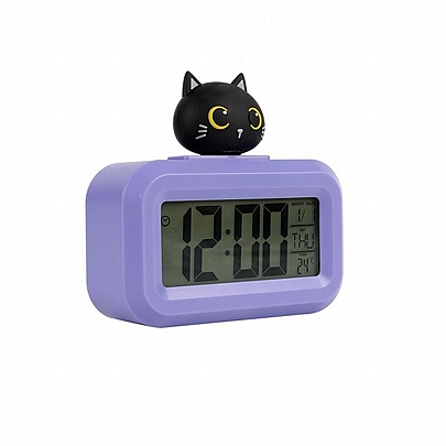 Mini Ψηφιακό Επιτραπέζιο Ρολόι με Ξυπνητήρι - Black Cat - iTotal