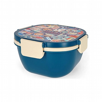 Φαγητοδοχείο Πλαστικό με Πιρούνι - Travel Stickers (1700ml) - Legami