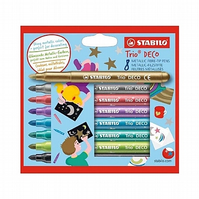 Μαρκαδόροι 8 Metallic Χρωμάτων - Stabilo Trio Deco