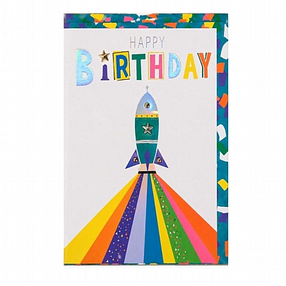 Ευχετήρια κάρτα με Φάκελο - Happy Birthday (Πύραυλος/11.5x17) - ThePaperBox