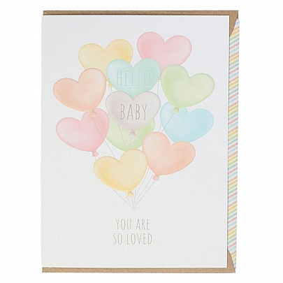 Ευχετήρια κάρτα με Φάκελο - Hello Baby You are so Loved (Μπαλόνια/17.5x11.5) - ArteBene