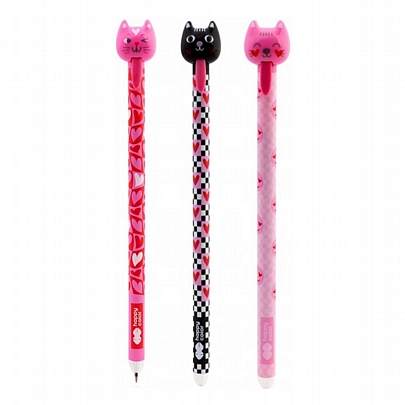 Στυλό που Σβήνει με Κουμπί Love Cats - Μπλε (0.5mm) - Happy Color