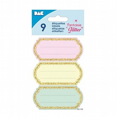 Αυτοκόλλητες Eτικέτες - Pastel Gold Glitter (9τμχ.) - Global Gift