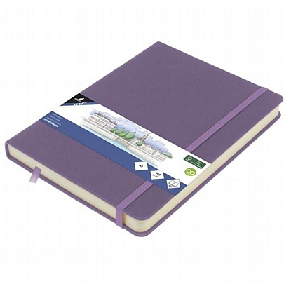 Βιβλιοδετημένο Τετράδιο Ακουαρέλας Sketchbook με Λάστιχο (15x20εκ./160Φ.) - Heather Purple - Kangaro