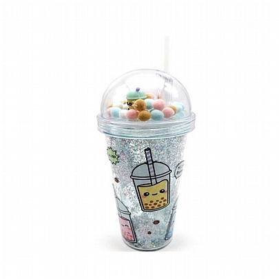 Ποτήρι Πλαστικό με Καλαμάκι - Bubble Tea (380ml) - Puckator