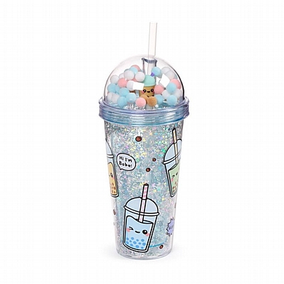 Ποτήρι Πλαστικό με Καλαμάκι - Bubble Tea (380ml) - Puckator