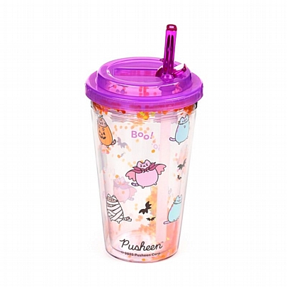 Ποτήρι Πλαστικό με Καλαμάκι - Pusheen the Cat Halloween (500ml) - Puckator