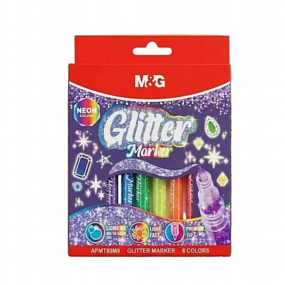 Μαρκαδόροι 6 Glitter Neon Χρωμάτων - M&G