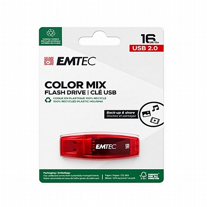 Usb Flash Drive 2.0 (16GB) - Red - Emtec