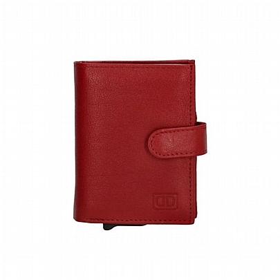 Δερμάτινο Πορτοφόλι με Προστασία RFID - Red - Double-D