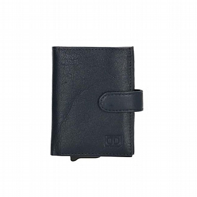 Δερμάτινο Πορτοφόλι με Προστασία RFID - Navy Blue - Double-D