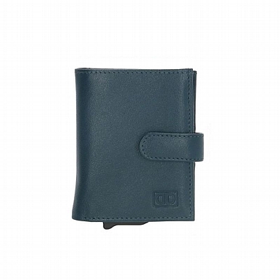 Δερμάτινο Πορτοφόλι με Προστασία RFID - Jeans Blue - Double-D