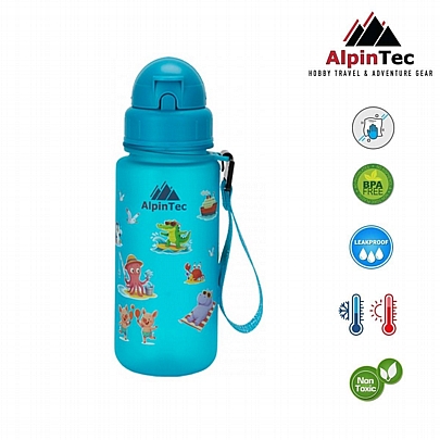 Παγούρι Πλαστικό με Καλαμάκι - Sea Animals (400ml) - AlpinPro