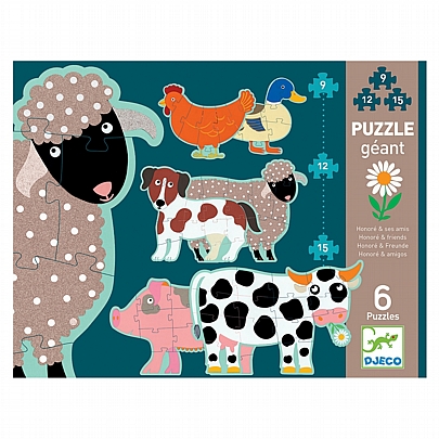 Giant Puzzle Γίγας: Ζωάκια Φάρμας (9κ/12κ/15κ.) - Djeco