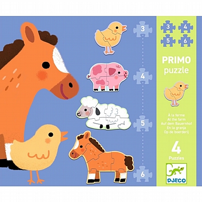 Puzzle Primo: Ζωάκια Φάρμας (3κ/4κ/5κ/6κ.) - Djeco