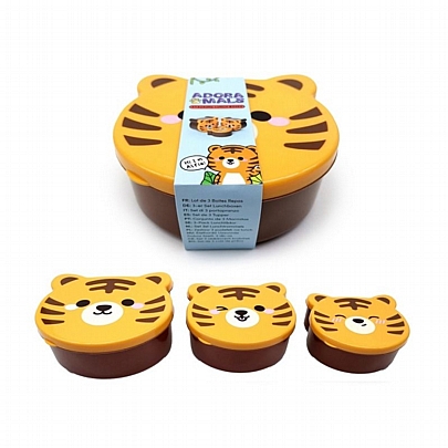 Σετ Φαγητοδοχεία Πλαστικά Adoramals - Tiger (3 μεγέθη/S-M-L) - Puckator