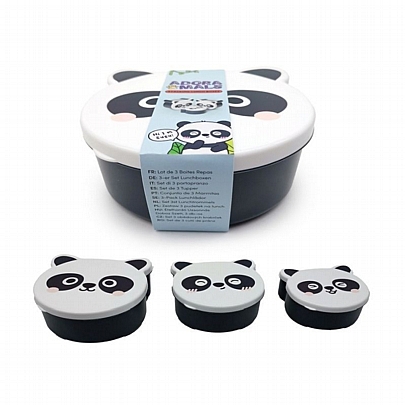 Σετ Φαγητοδοχεία Πλαστικά Adoramals - Panda (3 μεγέθη/S-M-L) - Puckator