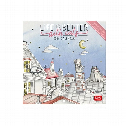 Μηνιαίο Ημερολόγιο Τοίχου 2027 - Life is better with cats (18x18) - Legami