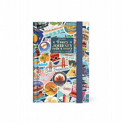 Ημερήσιο Ημερολόγιο με Λάστιχο 2027 - Travel Stickers (9.5x13.5) - Legami