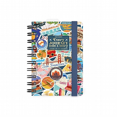 Ημερήσιο Ημερολόγιο Σπιράλ με Λάστιχο 2027 - Travel Stickers (8.5x13) - Legami